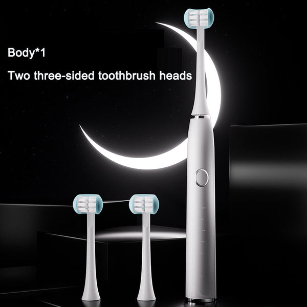 Adult electric toothbrush with three sides rechargeable sonic vibration waterproof electric toothbrush