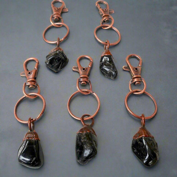 Black Tourmaline Copper Keychain | Handmade by Blackbird & Sage