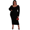 Plus size V-neck dress - Black / 3XL