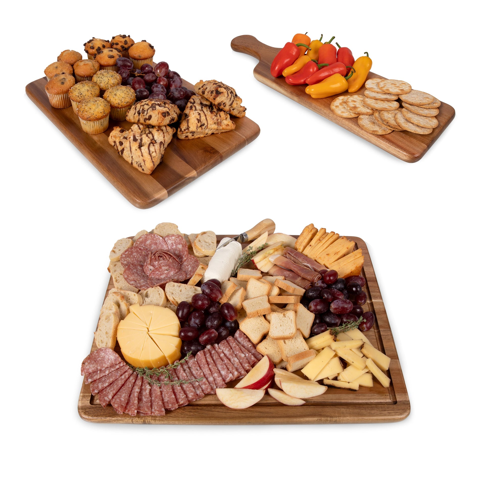 Picnic Time 3-Piece Acacia Wood Charcuterie Board Set