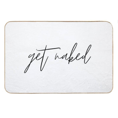 Get Naked Funny Quote Text Black & White Bath Mat