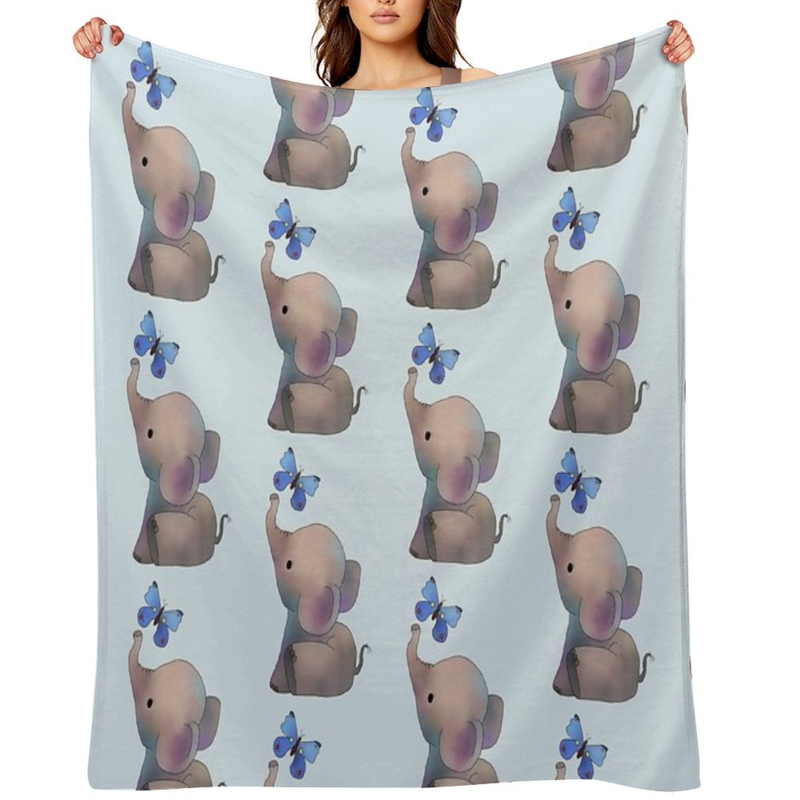 Elephant with A Butterfly Gift-ready Throw Blanket