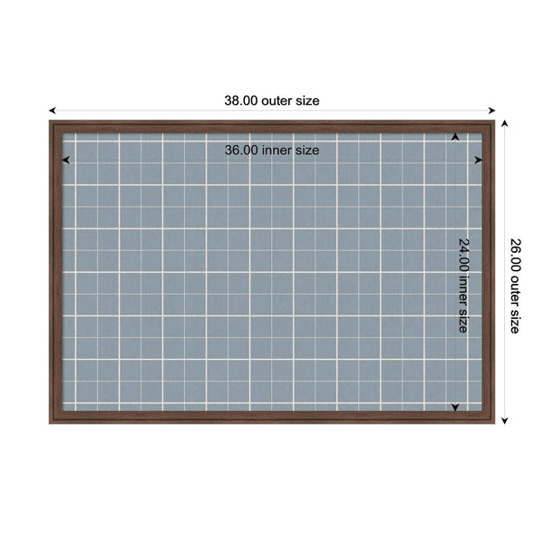Framed Fabric Pinboard Light Blue Plaid Wall Organization