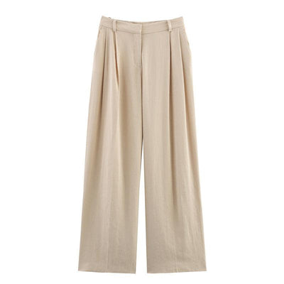 Elegant and Loose Women's Suit Jacket and Wide Leg Pants Style