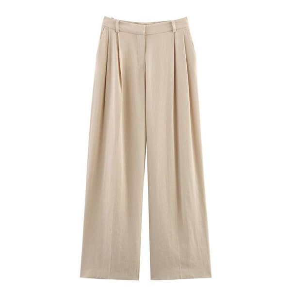Elegant and Loose Women's Suit Jacket and Wide Leg Pants Style