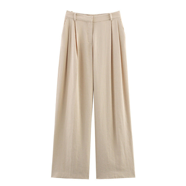 Elegant and Loose Women's Suit Jacket and Wide Leg Pants Style