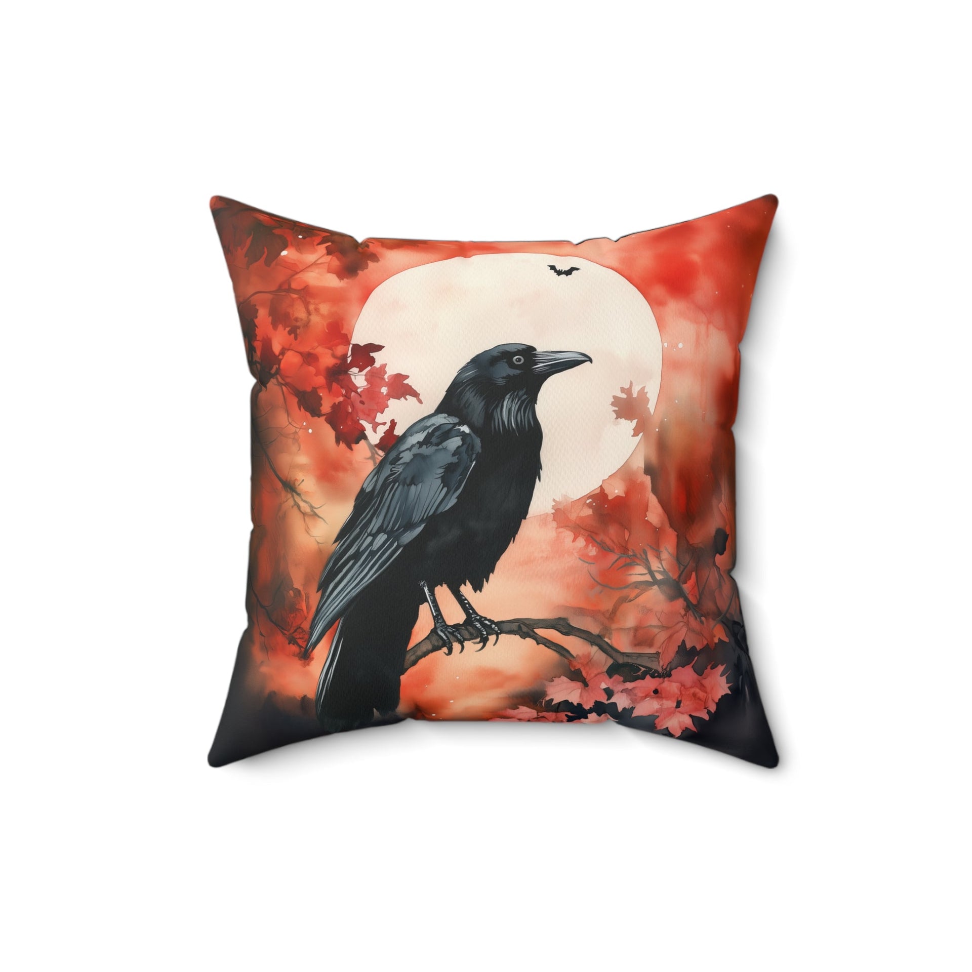Microsuede Cushion / Halloween Art / Autumn Moon Raven