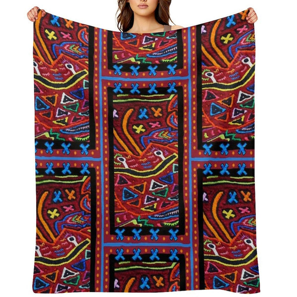 Panama Mola Design Eco-conscious Throw Blanket
