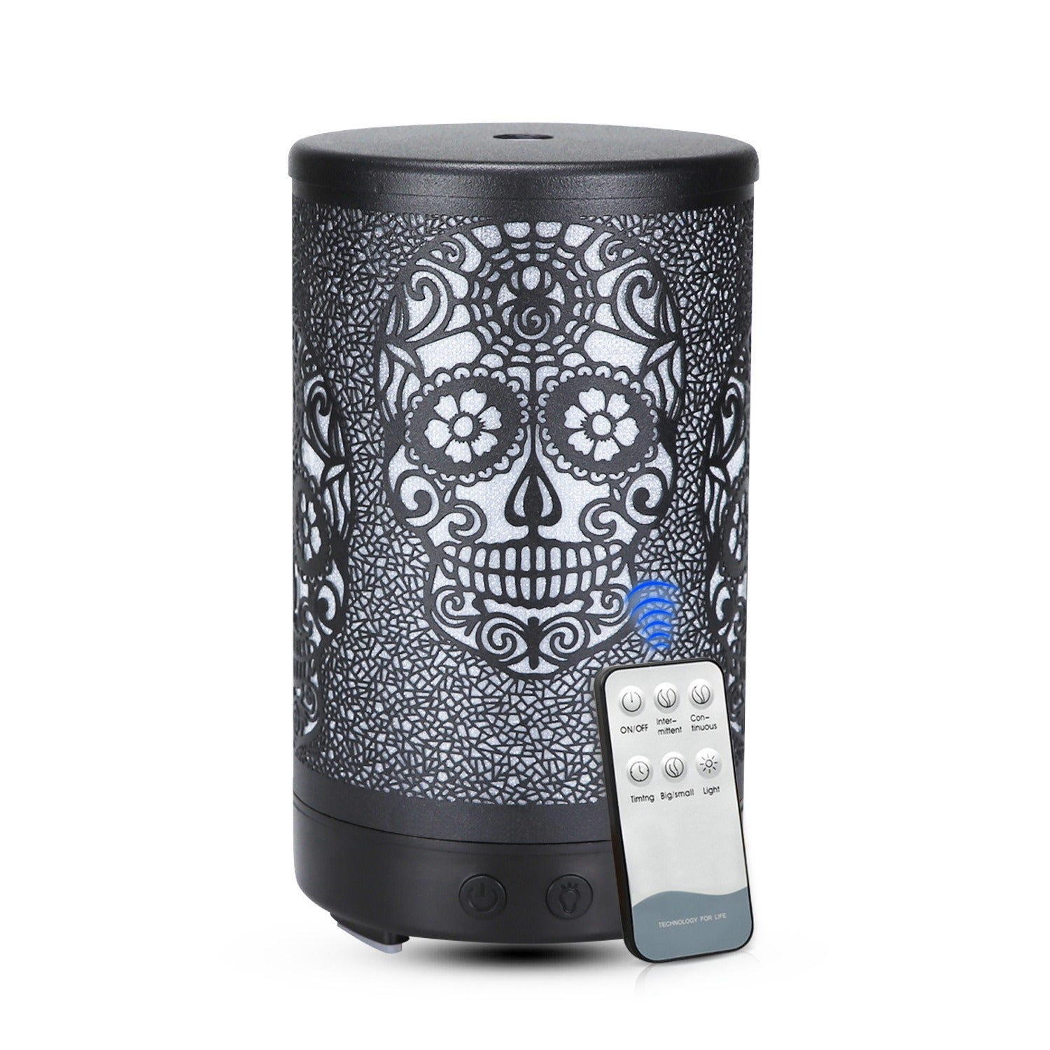 100ml Iron Metal Humificador De Aroma 7 Colors Led Lamp Ultrasonic Electric Skull Aroma Diffuser With Remote