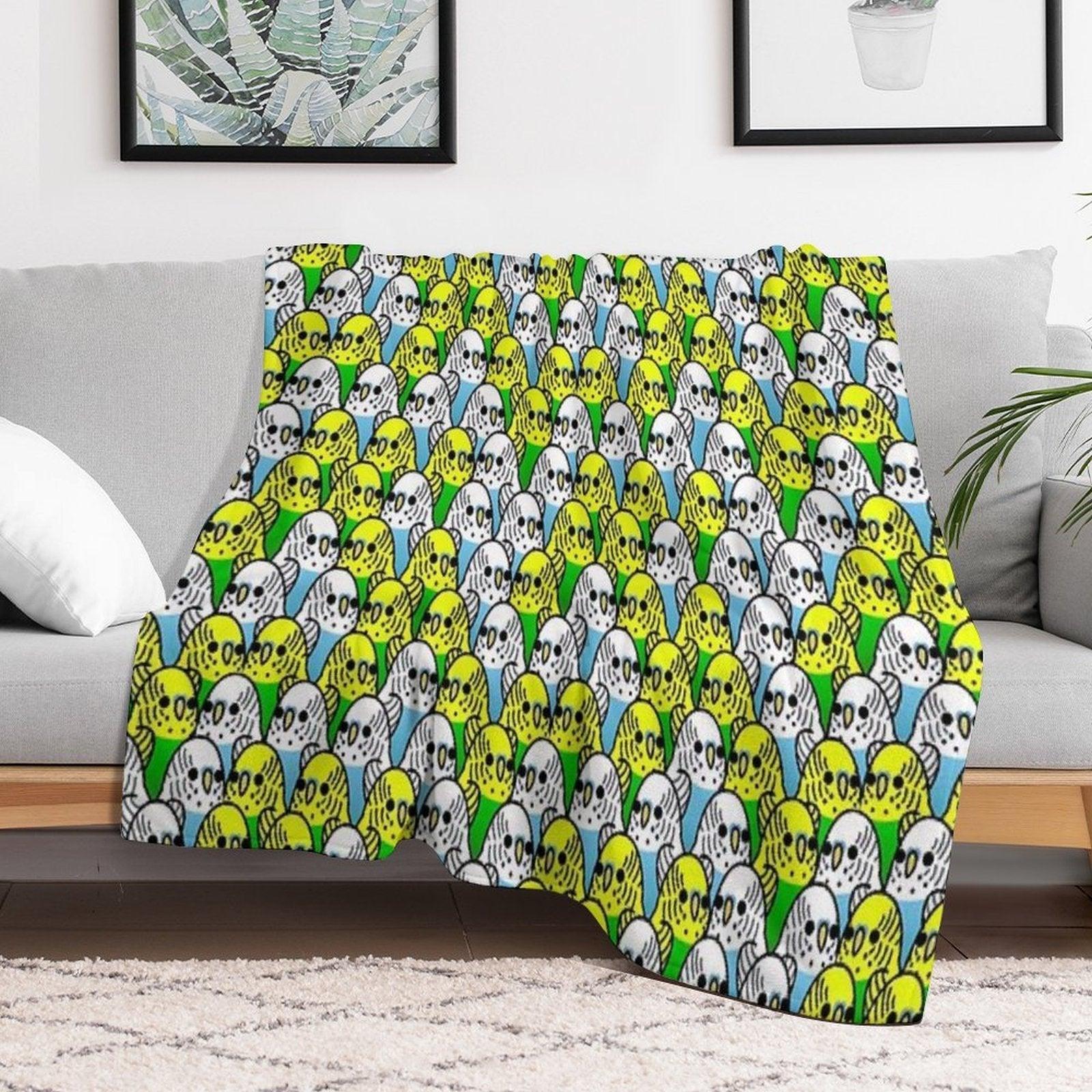 Too Many Birds! - Budgie Squad 1 Throw Blanket