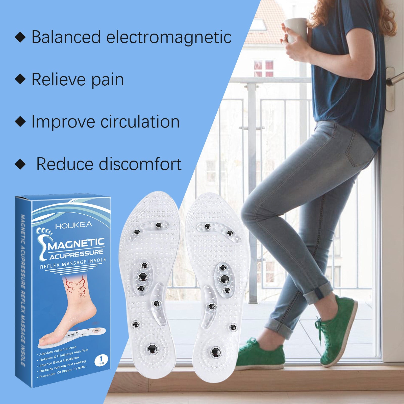 Comfortable Massage Insoles Leg Repair Raised Invisible Support Durable Lightweight Massage Insoles