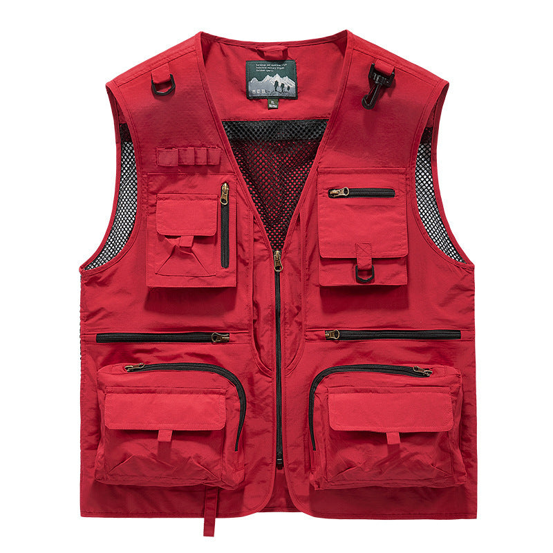 Men’s Summer Tactical Vest: 14-Pocket, Mesh, Ideal for Hiking, Fishing, Photography & Work