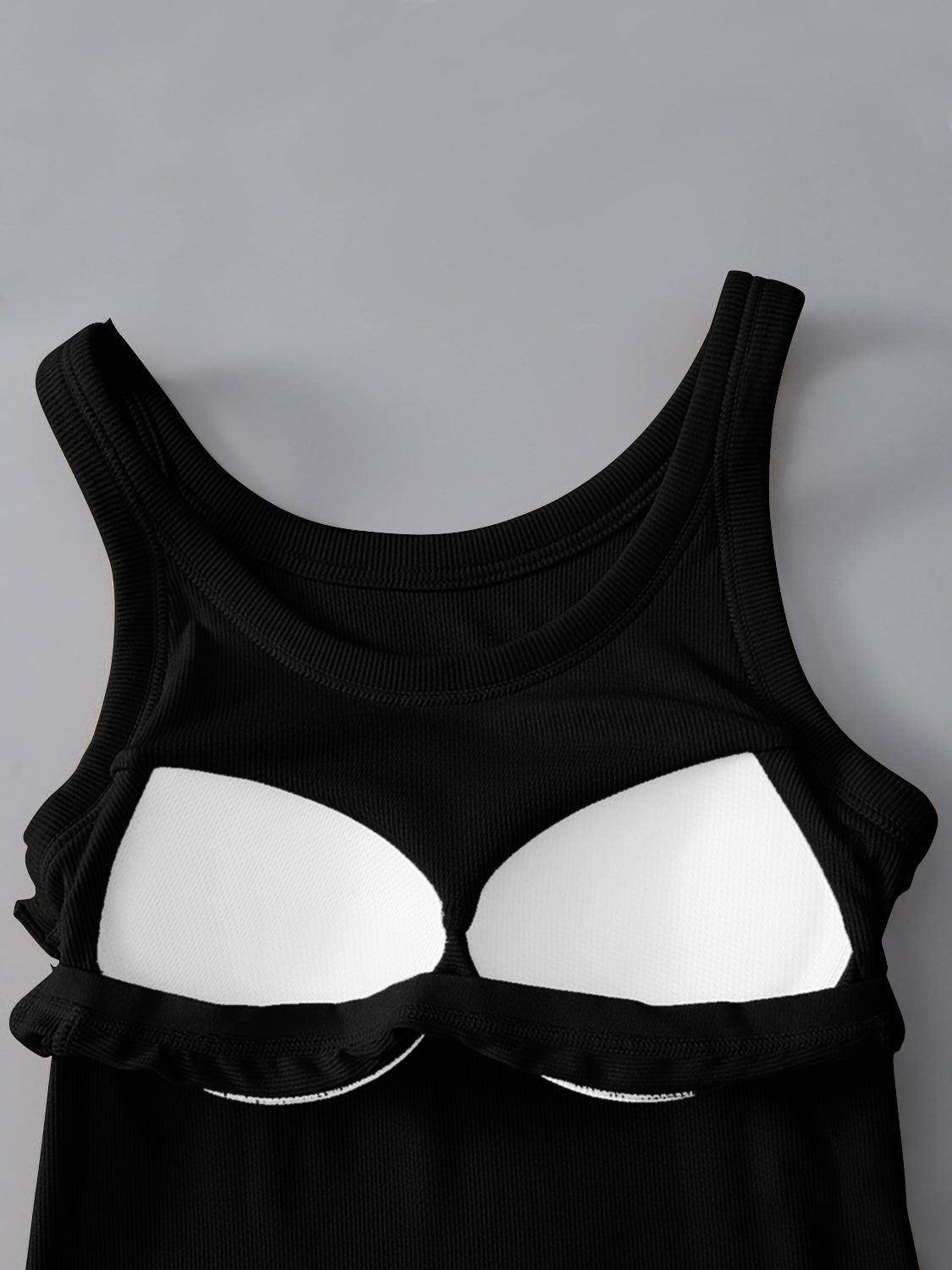 Round Neck Tank with Bra for Everyday Comfort Wear
