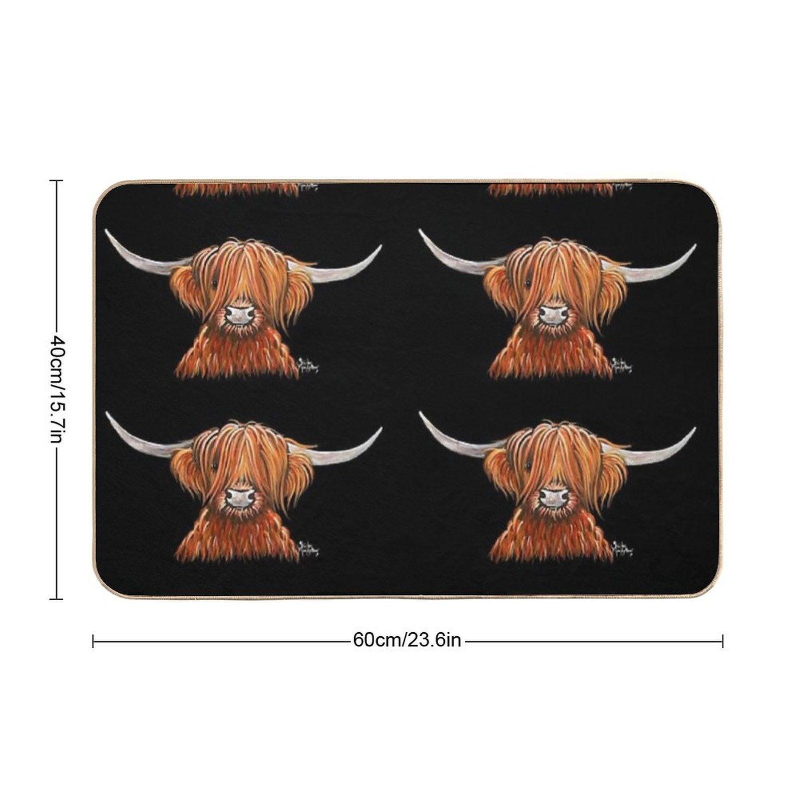 Scottish Hairy Highland Cow ' HeNRY B 2 ' by Shirley MacArthur Bath Mat