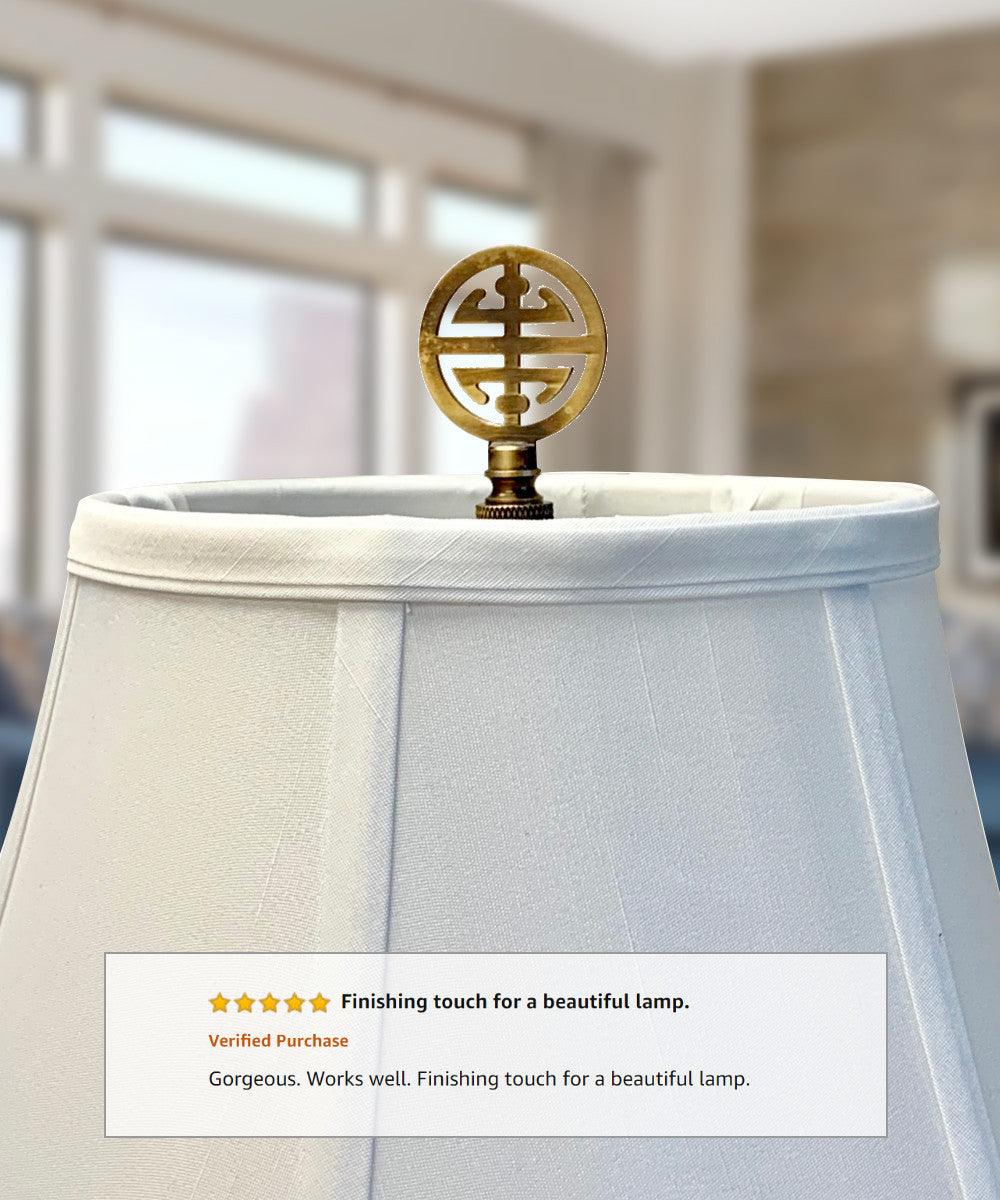 Classic 4 Blessings Asian Lamp Finial Antique Brass Metal 2.25