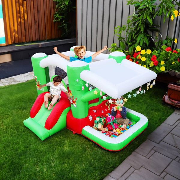 Christmas Jump 'n Slide Inflatable Bouncer for Kids Complete Setup with Blower - 80
