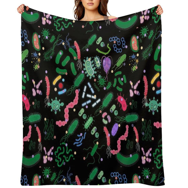 Microbiologist Pattern Microbes, Virus, Bacteria-microbiology Quick-dry Throw Blanket