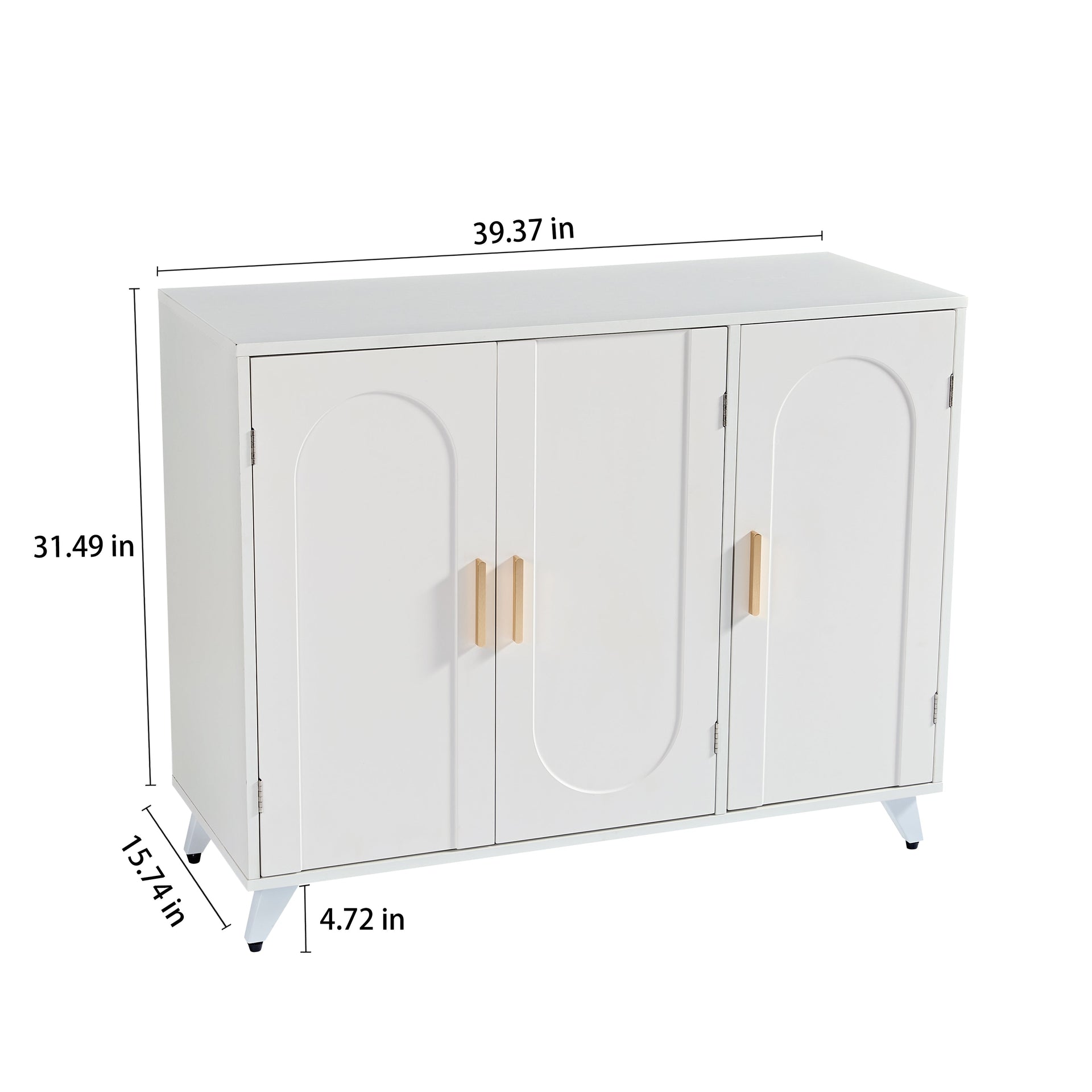 Sideboard Buffet cabinet with 3 doors and removable shelves, for living room, dining room, ivory white