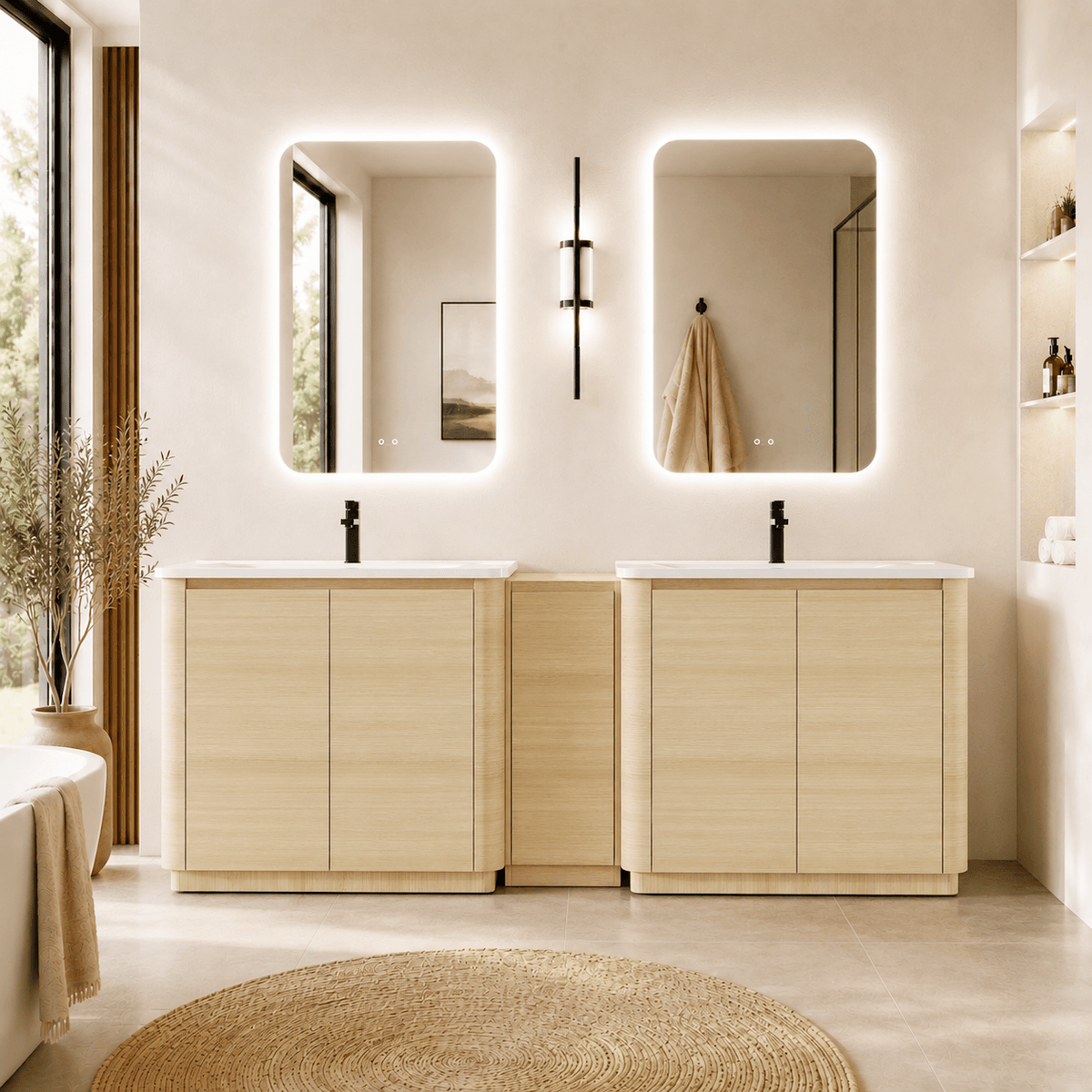 92'' Freestanding Bathroom Vanity with Ceramic Sink