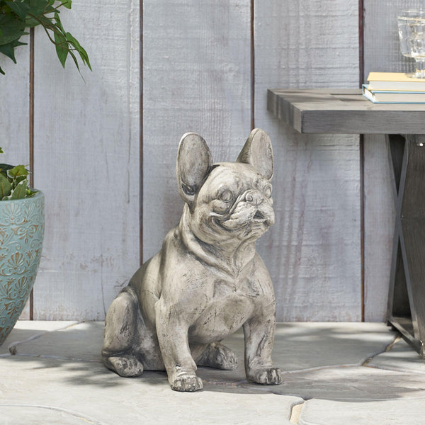 Dog Garden Sculpture, Outdoor French Bulldog Garden Statue