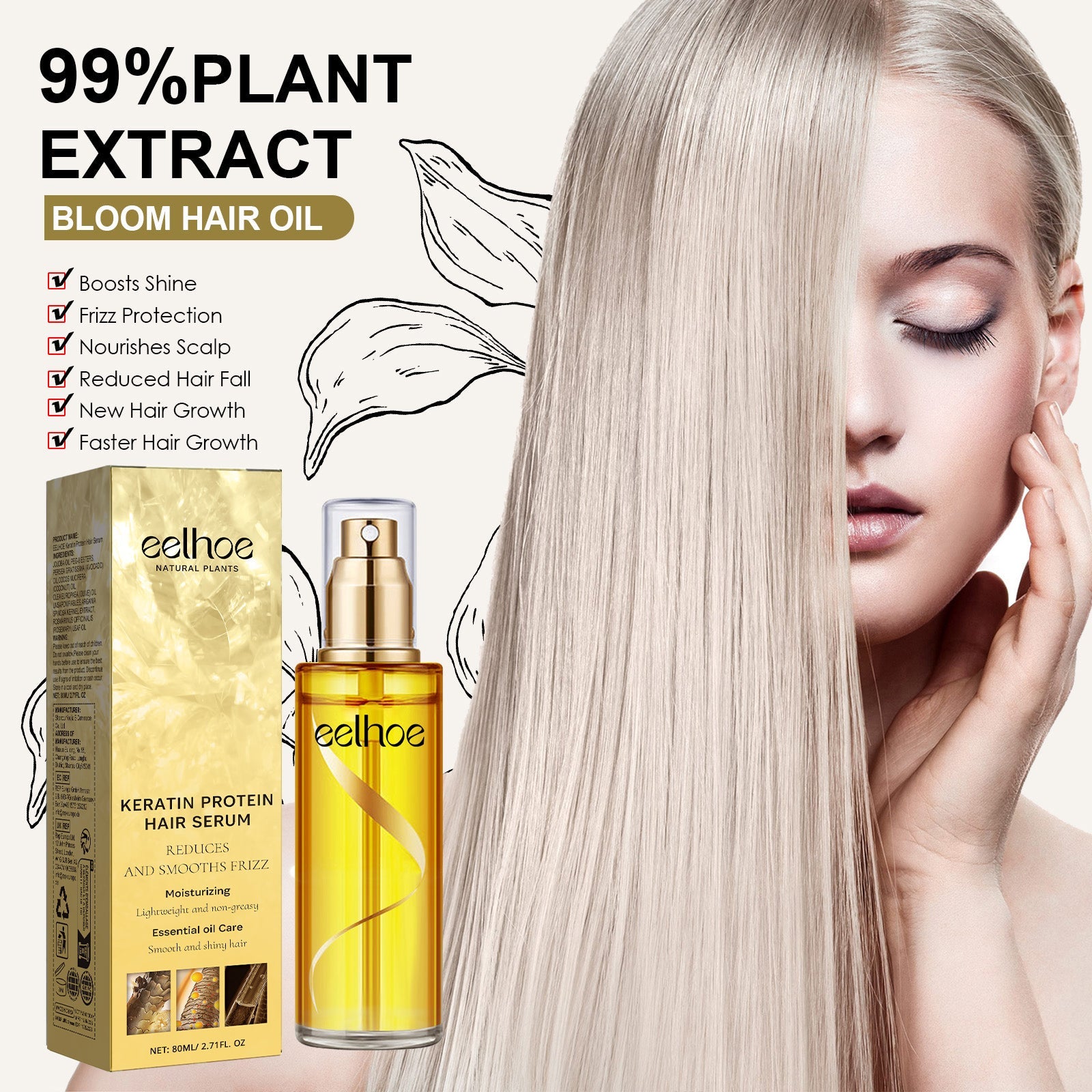 Keratin Hair Essence Spray, Hair Repair To Improve Dry Curly Frizz Pomade Essence