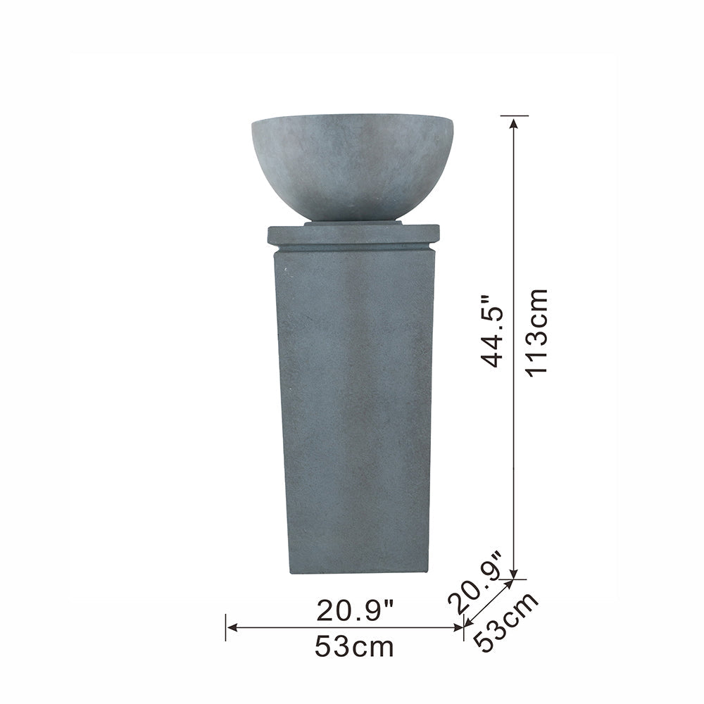 Resin Zen Bowl Pedestal Outdoor Fountain 44 Inch
