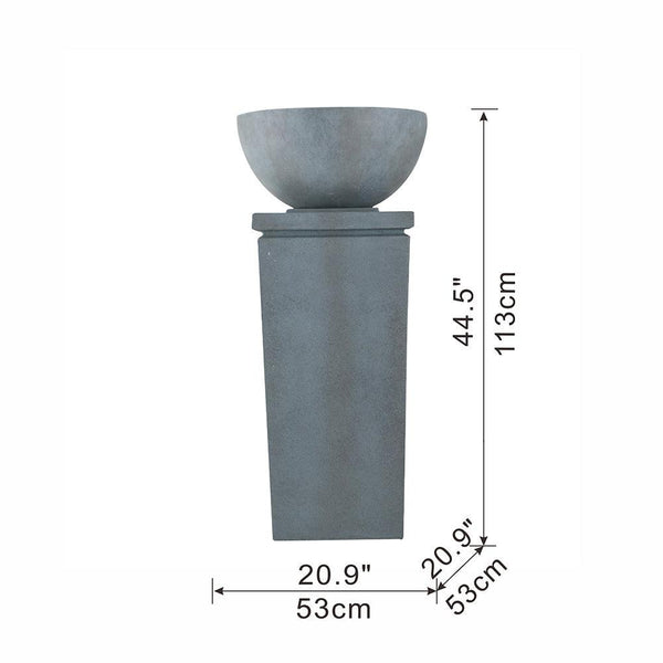 Resin Zen Bowl Pedestal Outdoor Fountain 44 Inch