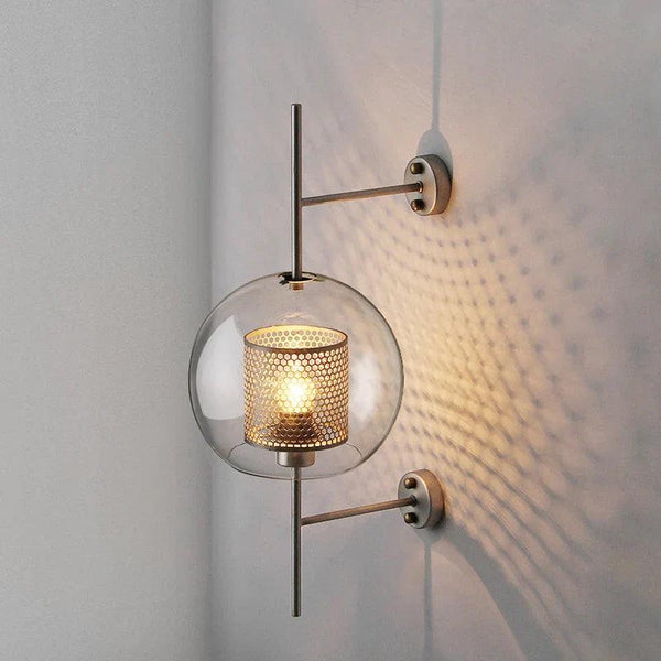 Retro Industrial Luxuries Glass Ball Wall Lamp Sconce with Bronze