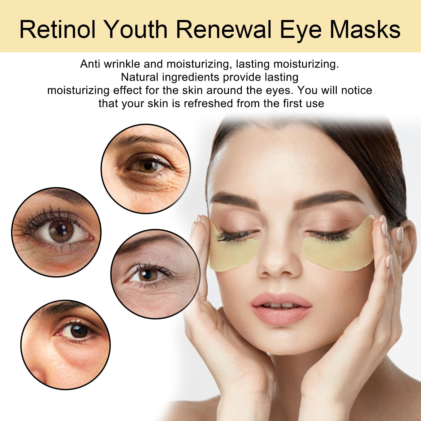 Retinol Eye Mask, Lightening And Lifting Fine Lines Around Eyes Repair Dark Circles And Eye Bags Moisturizing Eye Mask