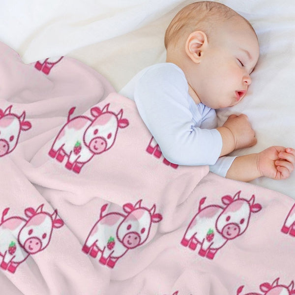 Strawberry Cow All-season Throw Blanket