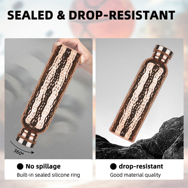 800ML Copper Hammer - Pattern Water Bottle: Leakproof, for Sports/Outdoor/Cycling/Gym/Fitness/Travel