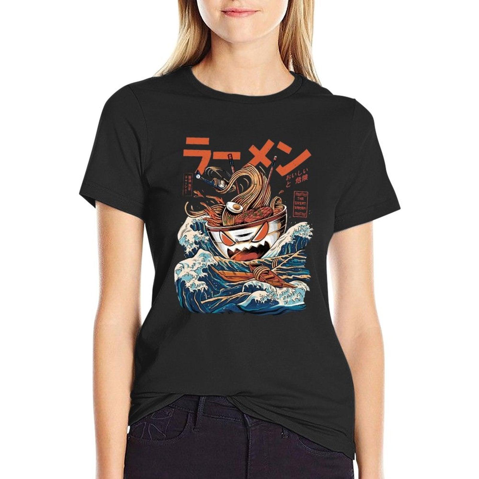 The Black Great Ramen  Rolled Sleeves T-Shirt