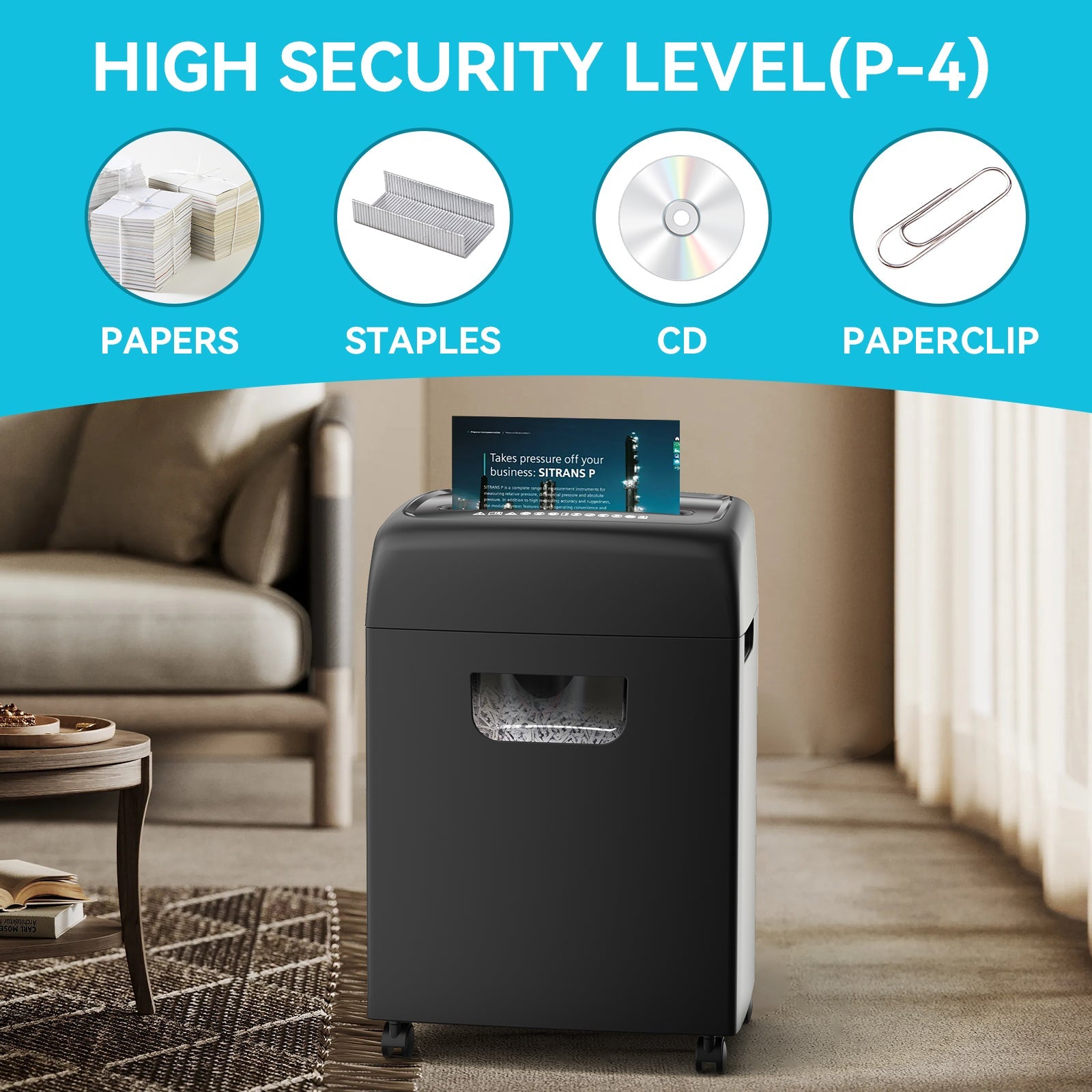 PAPER SHREDDER CROSS CUT LARGE BIN HIGH SECURITY LOW NOISE