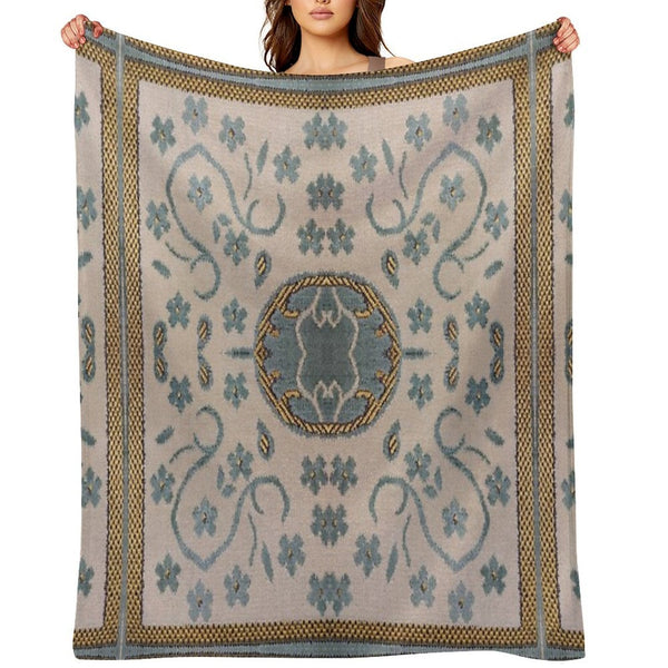 Arabian Rug Print Travel-friendly Throw Blanket