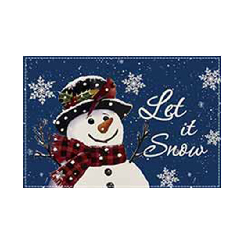 Christmas Snowman Linen Meal Mat Snowflake Grid Printed Table Mat Christmas Party Decoration Insulation Mat Holiday Decoration
