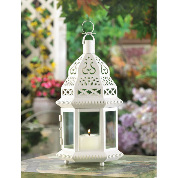 WHITE MOROCCAN STYLE LANTERN