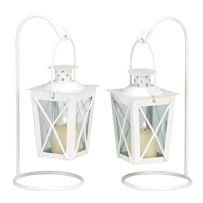 WHITE RAILROAD CANDLE LANTERNS