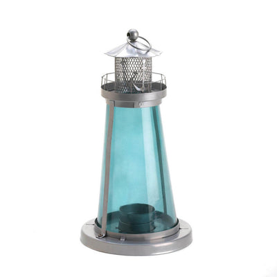 Blue Glass Watch Tower Candle Lamp Lighthouse