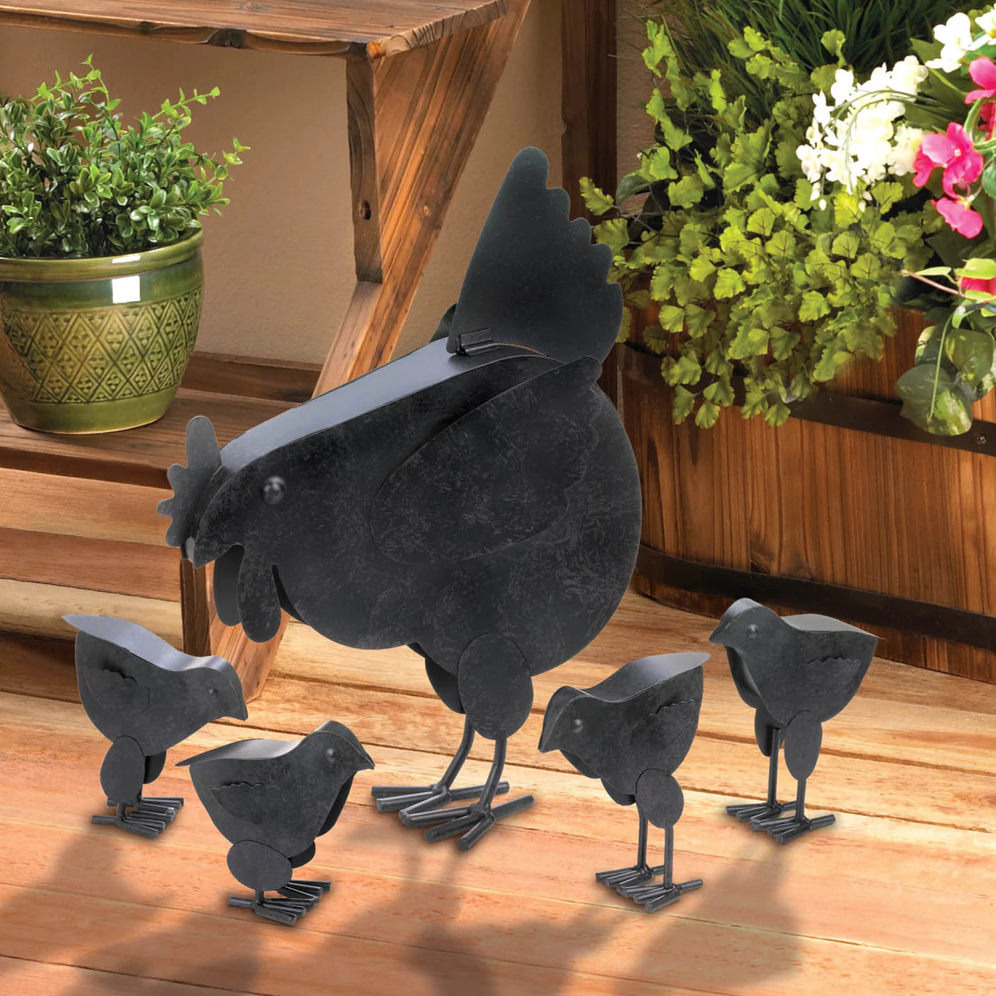 Hen with her Chicks Sculpture