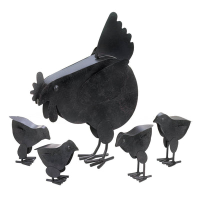 HEN WITH CHICKS SCULPTURE
