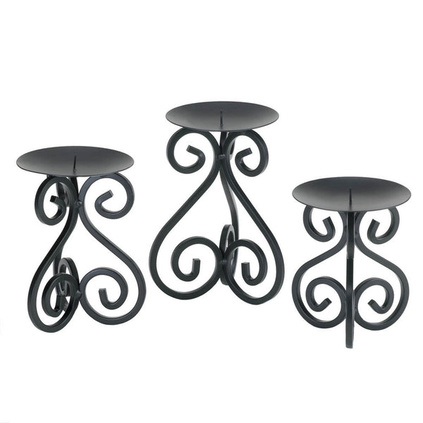 SCROLLWORK CANDLE STAND TRIO