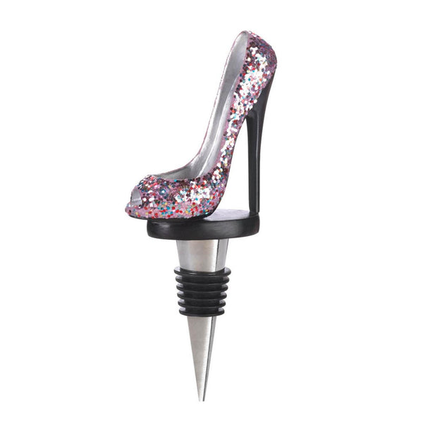 GLITTER SHOE WINE BOTTLE STOPPER