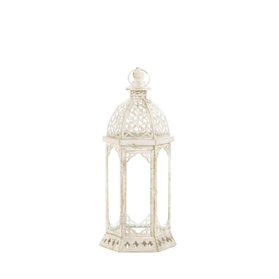 GRACEFUL DISTRESSED SMALL WHITE LANTERN