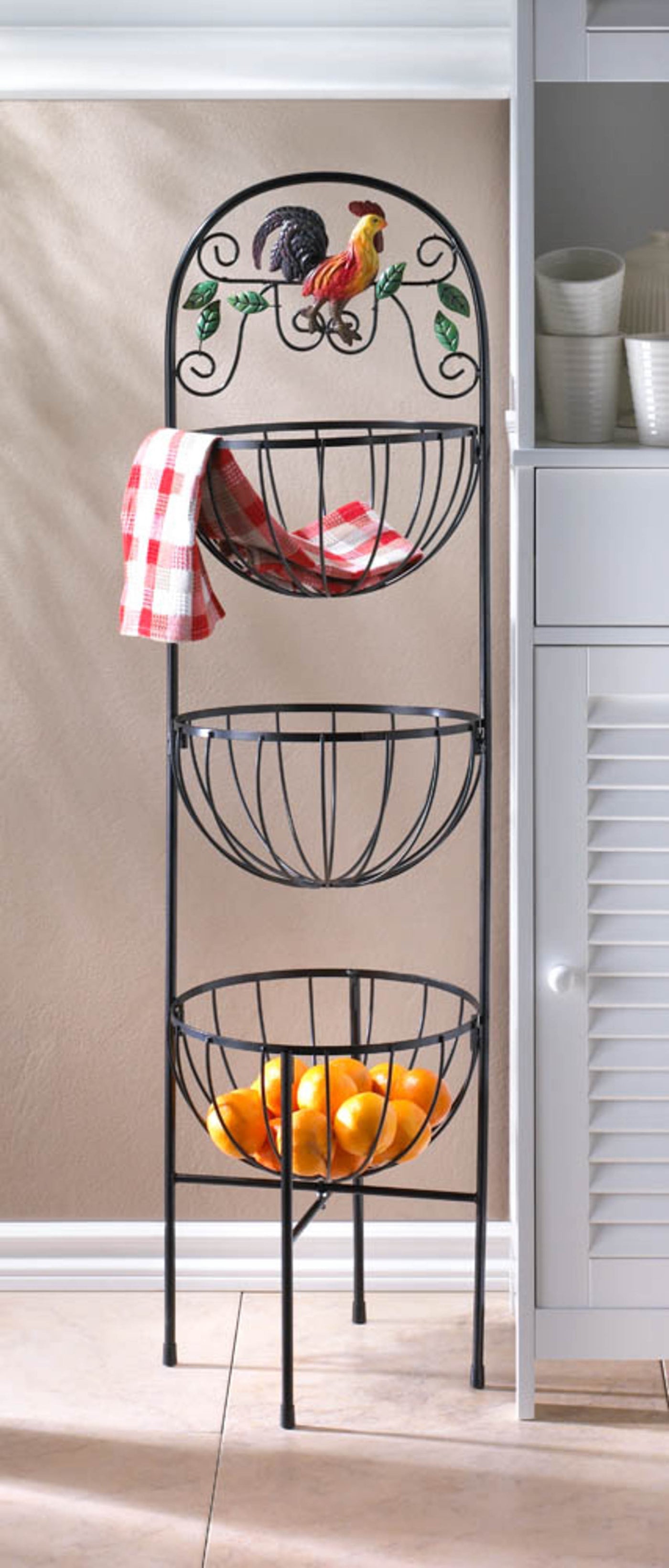 ROOSTER 3-TIER KITCHEN BASKET