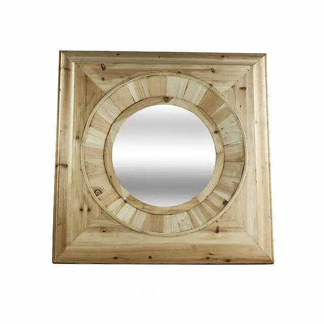 Pine Round Frame Small Mirror