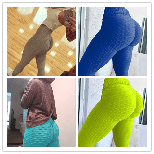 Women's Plus Size Black Jacquard Scrunch Fitness Yoga Leggings - Anti-Cellulite, Moisture-Wicking