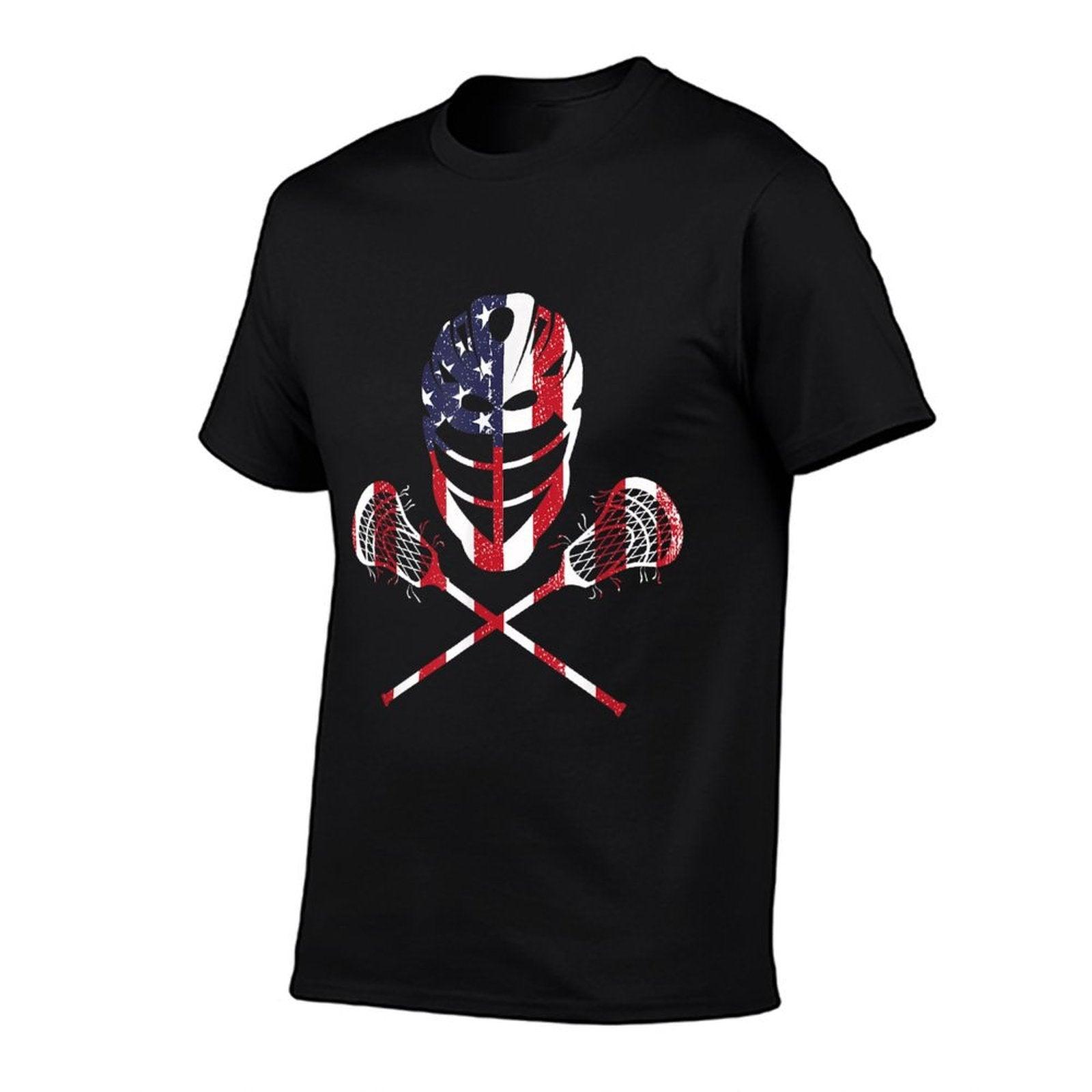 Lacrosse American Flag Lax Helmet Sticks 4th Of July T-Shirt