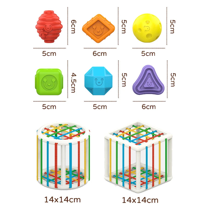 Baby Montessori Geometric Shape Blocks Toys Cube Box Color Perception Educational Game Motor Skill Tactile Touch Toys For Infant