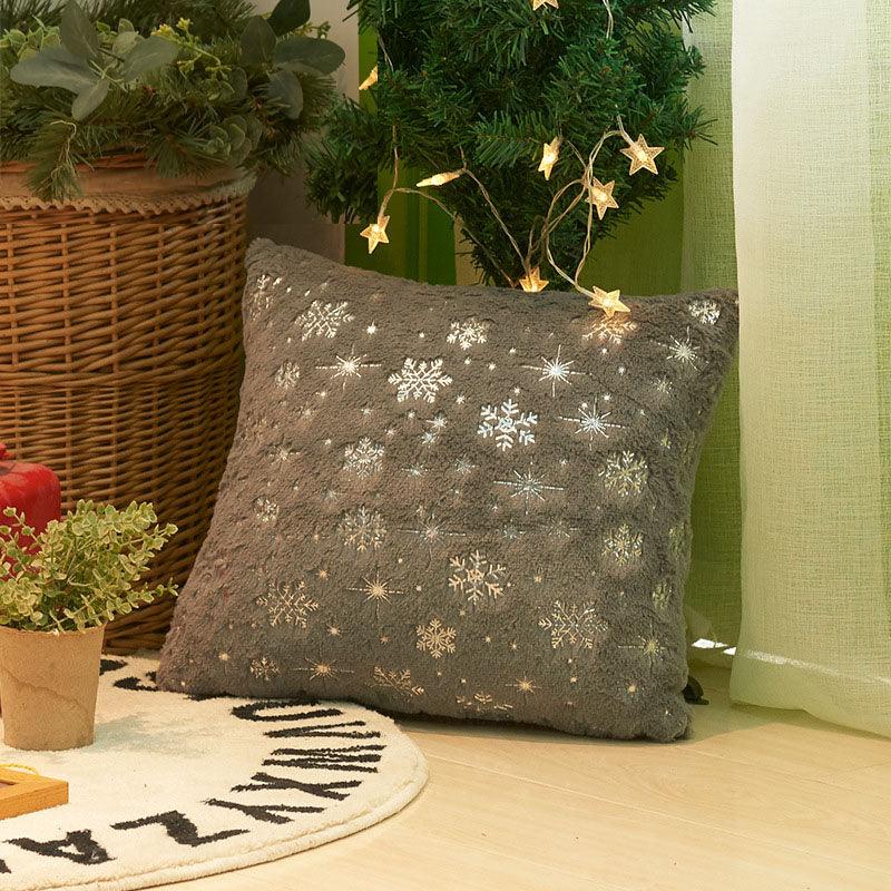 Christmas Snowflake Plush Hot Silver Sofa Pillowcase (excluding core) Home Pillow Cover