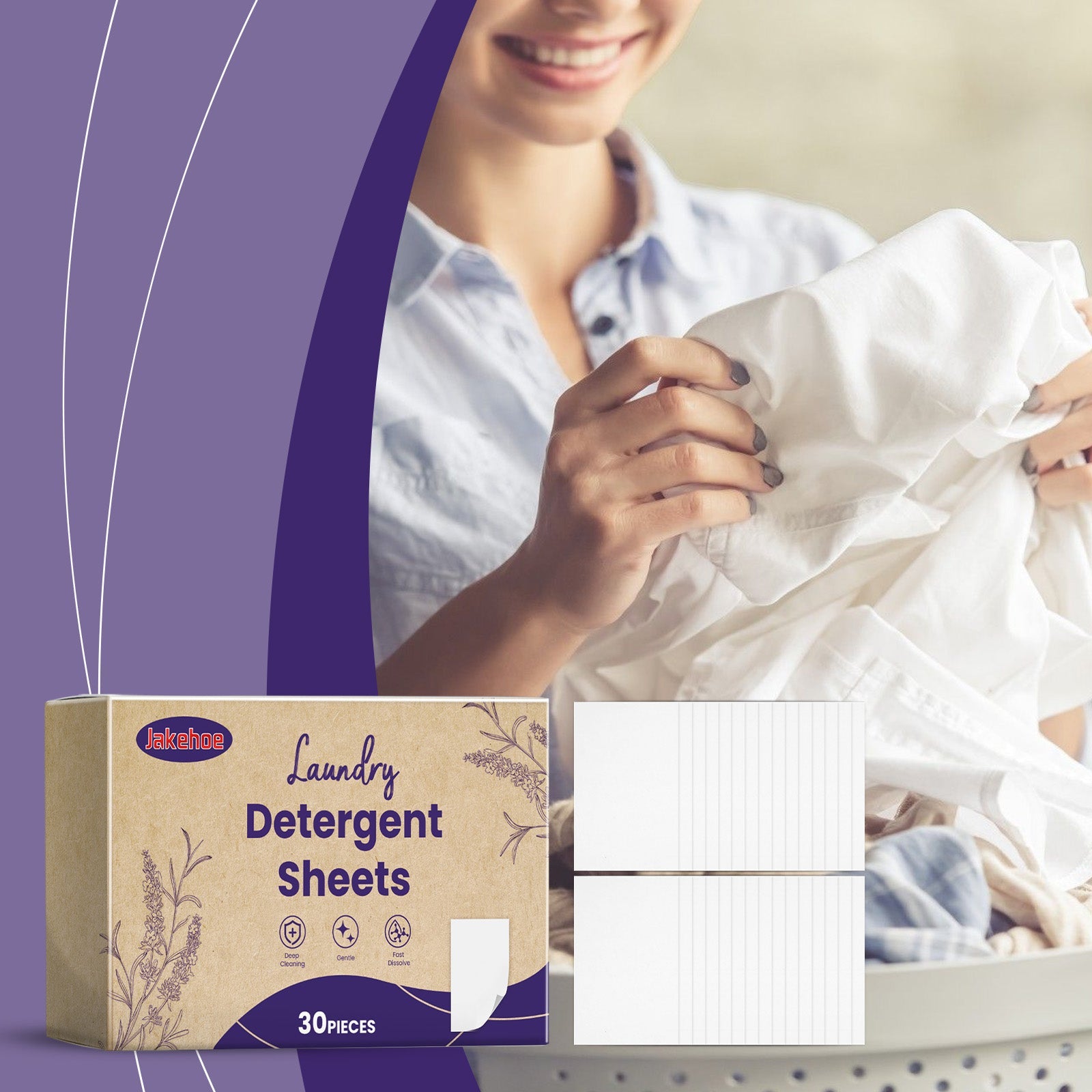 Laundry Detergent Gently Cleans Clothes Decontamination Long-Lasting Fragrance Cleaning Laundry Bubble Paper